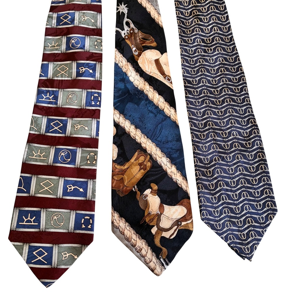 Vintage‎ Roper Mens Western Tie Bundle/lot Cowboy Equestrian Saddle Rope Bits